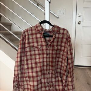Outdoor Life Red and Tan Plaid Shirt